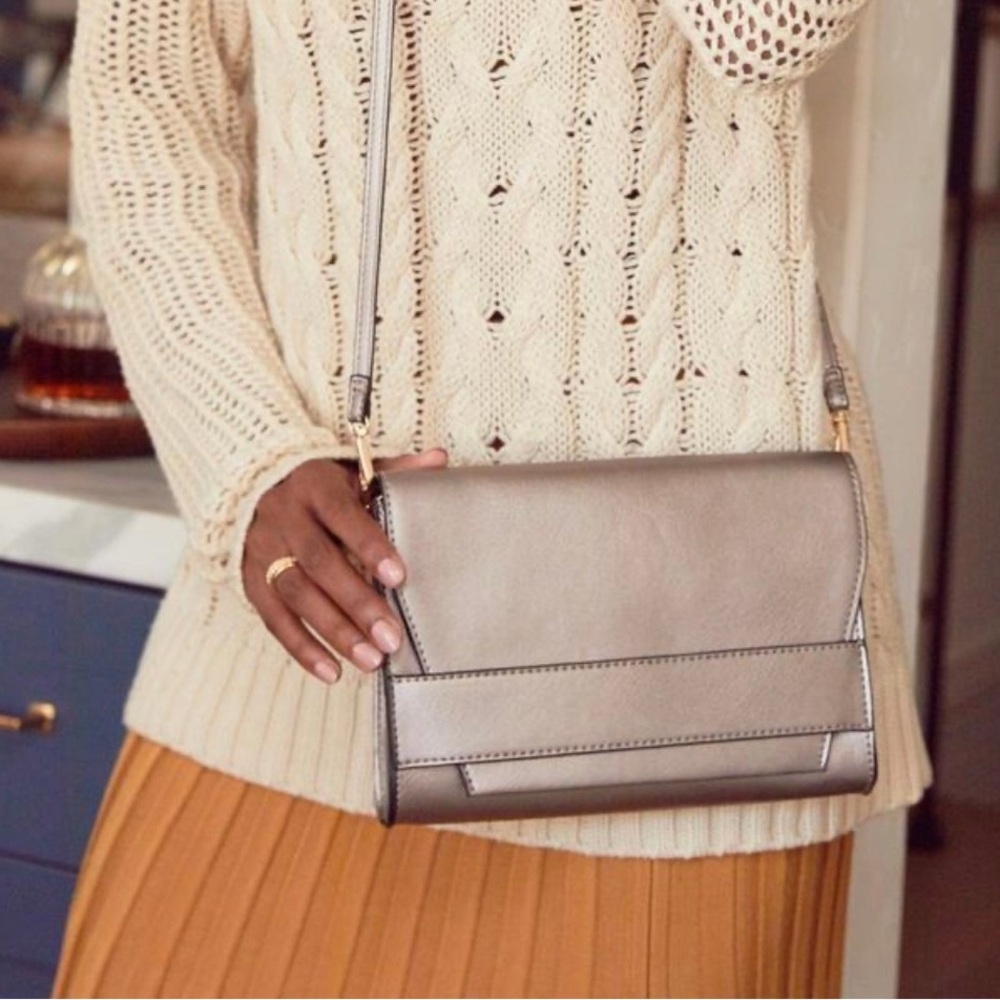 Summer & Rose Celine Crossbody Bag Steel Gray Vegan Leather NWOT